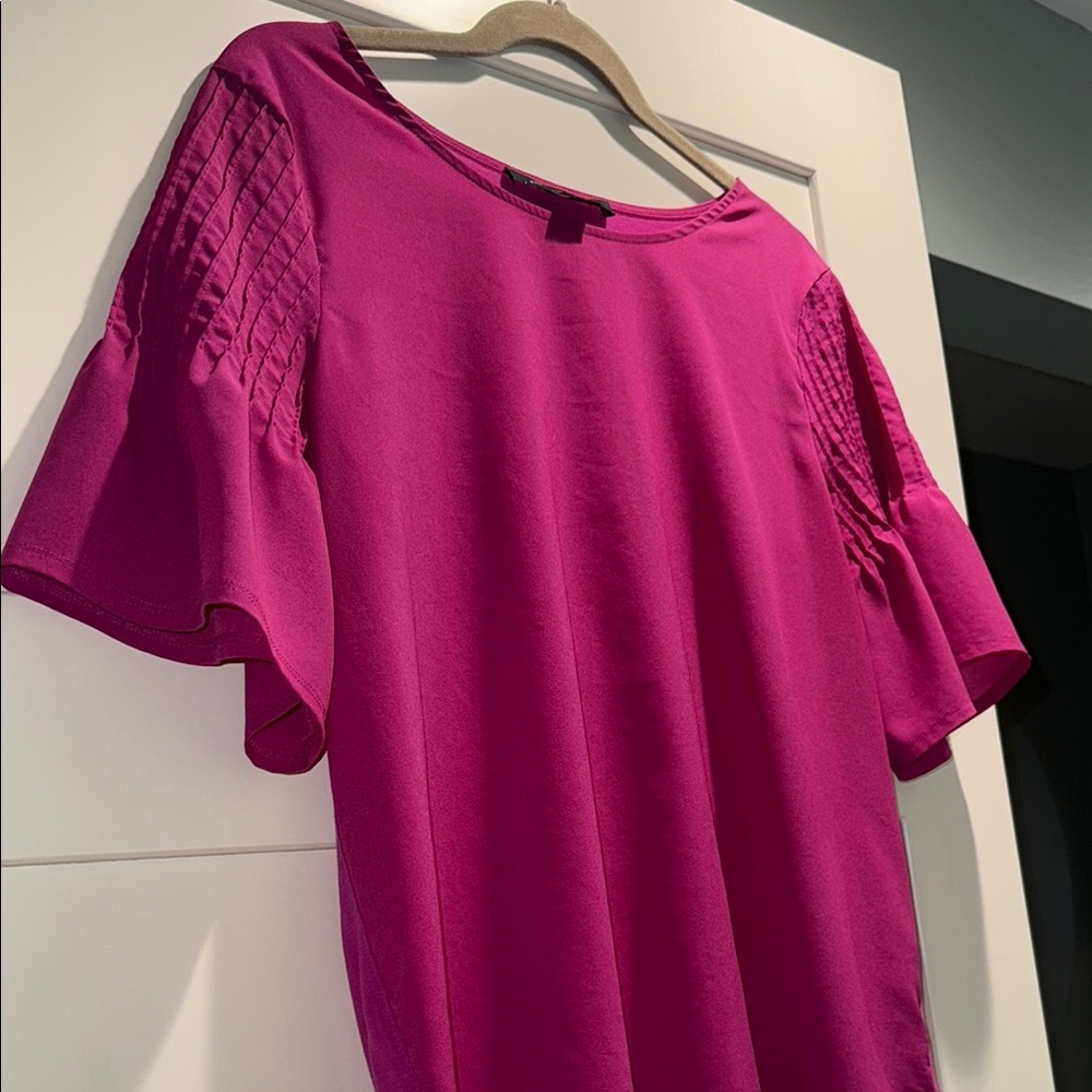French Connection Pink Flutter Sleeve Ruffled Blouse